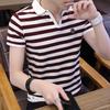 Mode Umlegekragen T-Shirts Herrenbekleidung Gestreift Slim Sommer Kontrastfarben Gespleißt Lässig Kurzarm Poloshirts