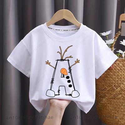 Frozen Olaf Christmas Kids Tshirts for Babys ABC Letters Birthday Party T-Shirt for Boys T Shirts for Girl Tops Tees