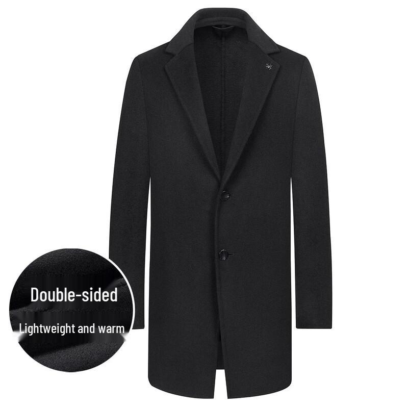 Yalu Men's Wool Blend Lapel Overcoat