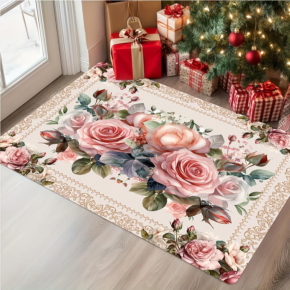1Pcs Anti Fatigue Kitchen Rugs Vintage Floral Waterproof Non-Slip Thick Cushioned Kitchen Mat Heavy Duty Comfort Standing Mat for Kitchen