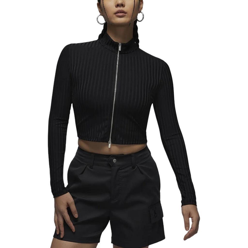 Jordan Solid Color Comfortable Skin-Friendly Stand Collar Cropped Top Women Tops Black FV7186-010