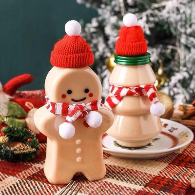 Christmas Gingerbread Man Cup Christmas Gift Drinking Cup Transparent Beverage Juice Milk Coffee Mug Cup Christmas Decorations