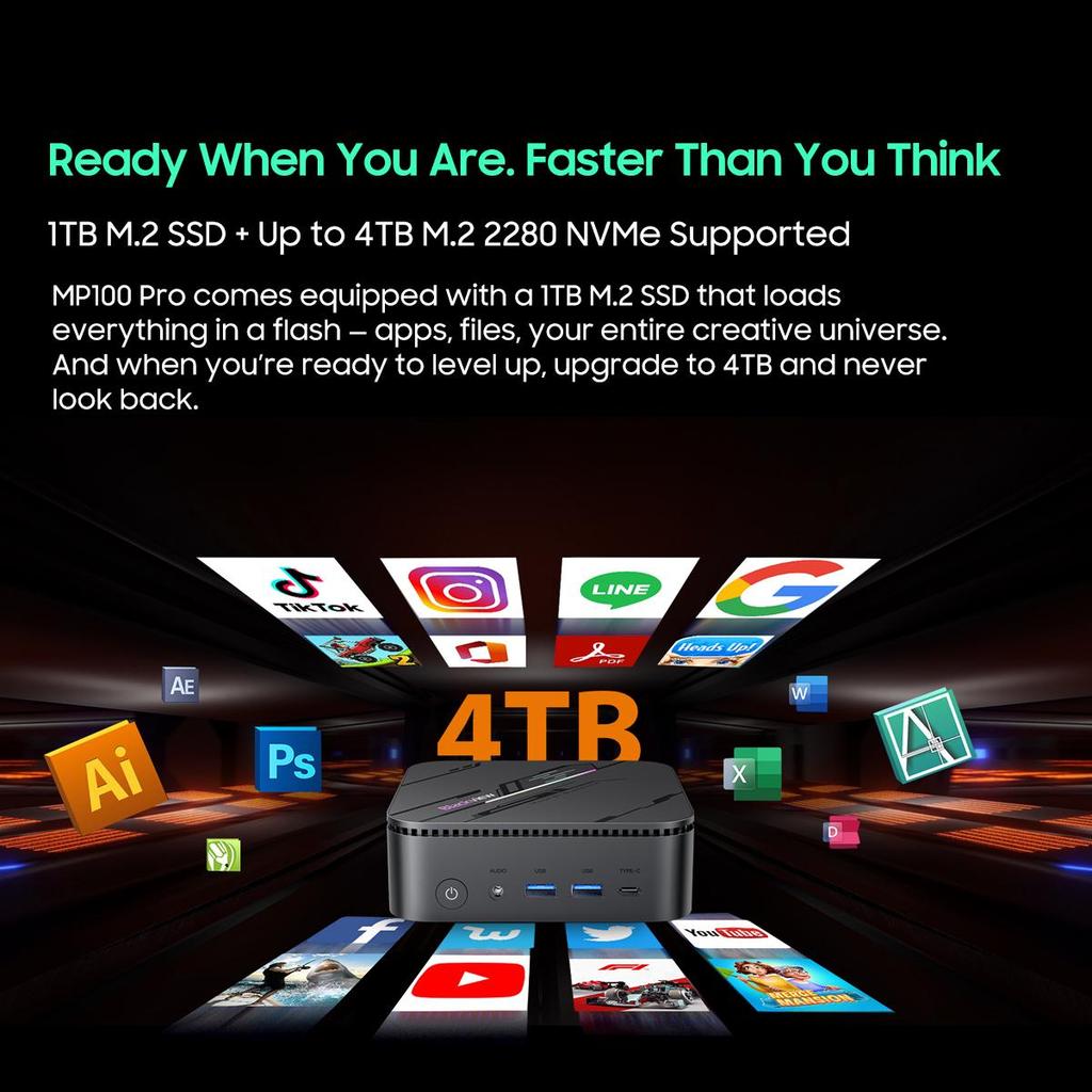 Blackview MP100 Pro Mini PC i5-12450H/i3-1215U 8-Core 16-thread Mini PC 16GB /32GB DDR4 512GB/1TB SSD Mini Computer PC