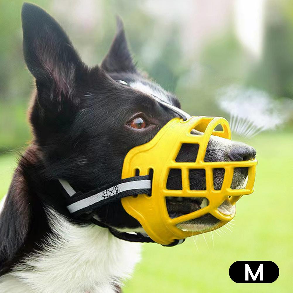 Anti-Biting Dog Mouth Cover With Reflective Strip Adjustable Dog Muzzle Anti-barking Mask Soft Rubber Can Drink Water Dog Accessories