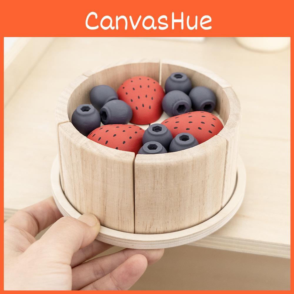 Wooden Simulation Blueberry Strawberry Cake Model Children Toy Set For Play Role