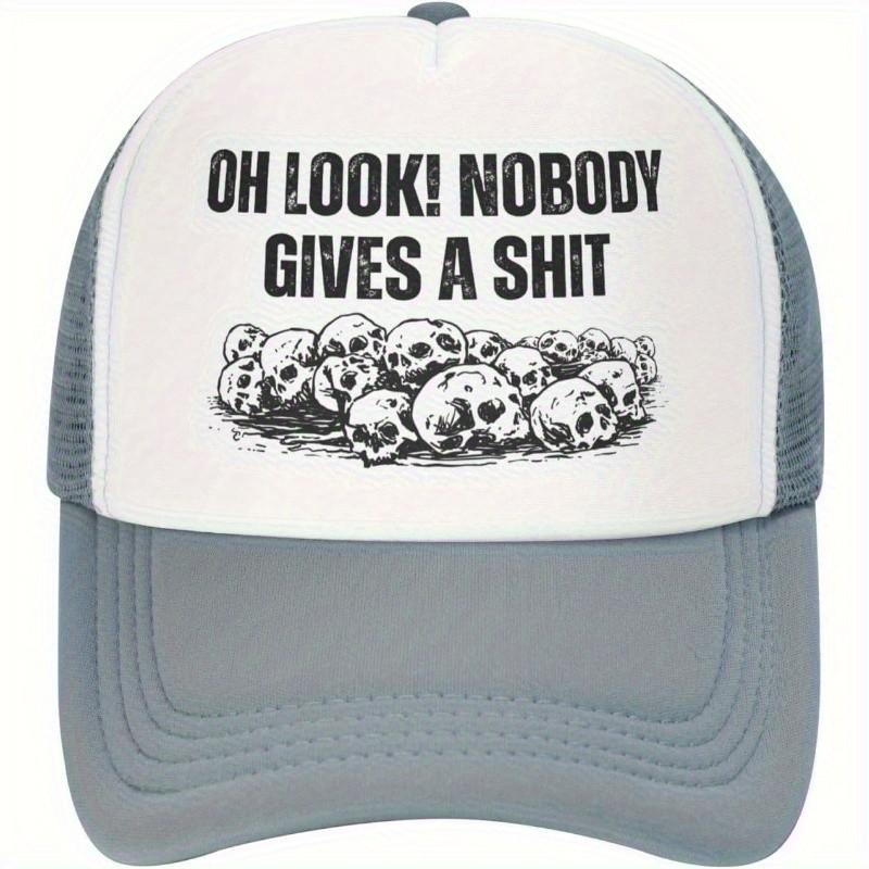 Nobody Gives A Shit Skulls Trucker Hat Breathable Mesh Adjustable Casual Unisex Cap One Size