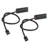 2pcs PWM Fan Hub Splitter 4 Pin Black 1 to 5 Way Self Adhesive Fan Extension Splitter for 3 Pin 4 Pin Connectors