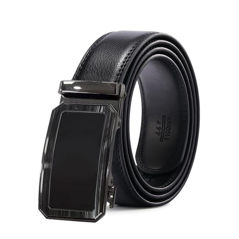 Maßgefertigter Ledergürtel für Herren: Reines Rindsleder, eingraviertes Muster, gedrucktes Logo, automatische Schnalle, Business-Stil