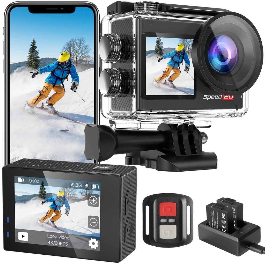 Hiicam Speed20 Action Wearable Action 4K Image Touch Dual Color Waterproof to 40M with Waterproof Underwater Smartphone App Wide HDMI 5x Remote