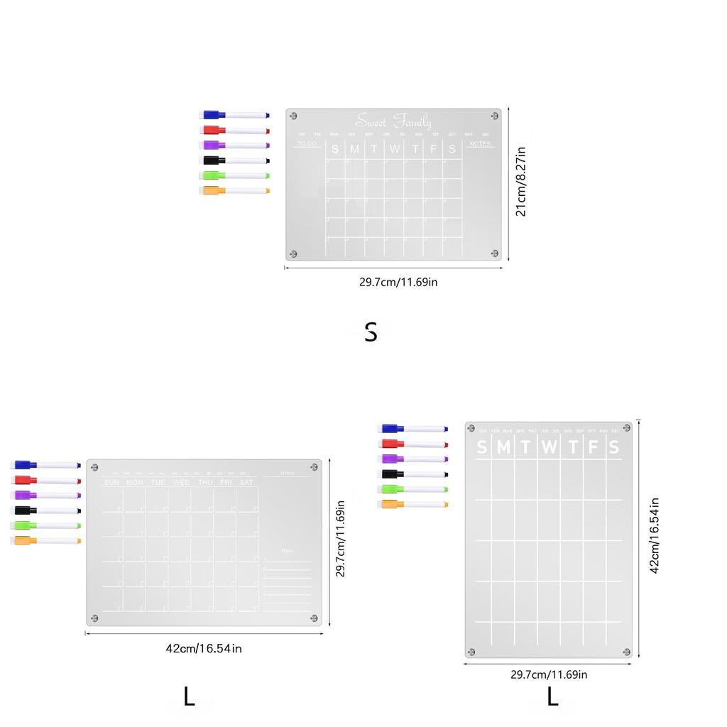 Magnetic Acrylic Schedule Board With Erasable Surface And Storage Box For Daily Planning
