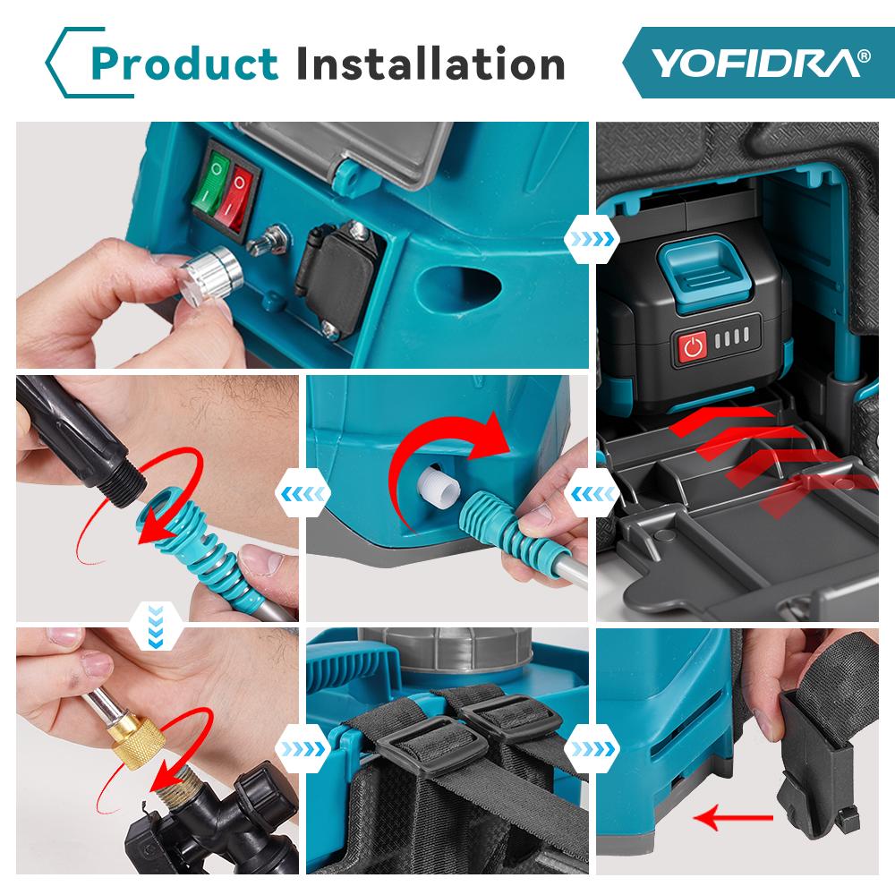 Yofidra Spruzzatore Elettrico 20L Alta Capacità Zaino Spruzzatore per Prato e Giardino Strumenti Elettrici Per Batteria Makita 21V Pin
