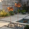 Vintage Metal Floral Stake Cast Iron Flower Yard Art Decor Rustic Plant Stakes  Outdoor Use