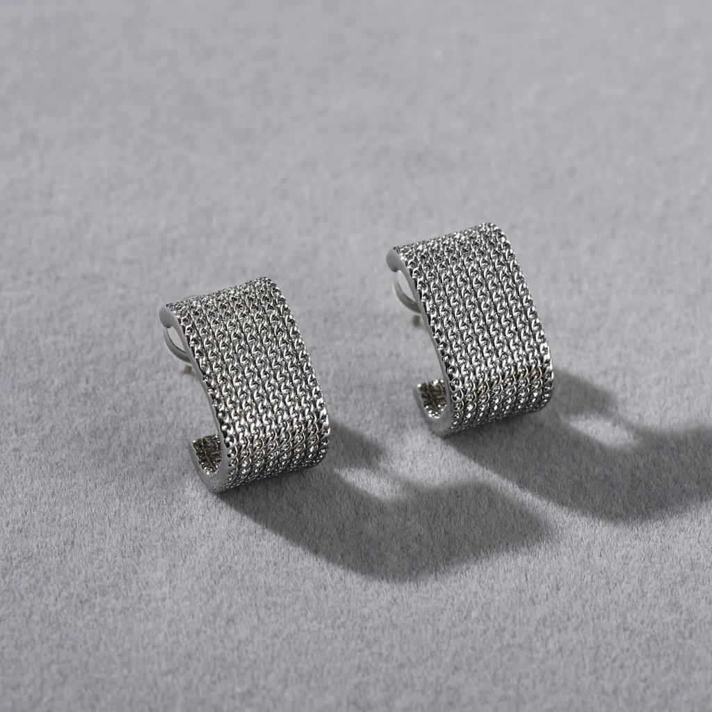 Classic Shining C-Shaped Unique Streamline Chain S925 Silver Needle Ear Needle Cold Minimalist Commuter Earrings Women