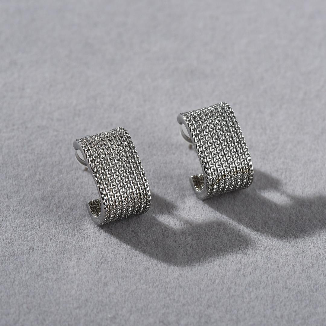 

Classic Shining C-Shaped Unique Streamline Chain S925 Silver Needle Ear Needle Cold Minimalist Commuter Earrings Women