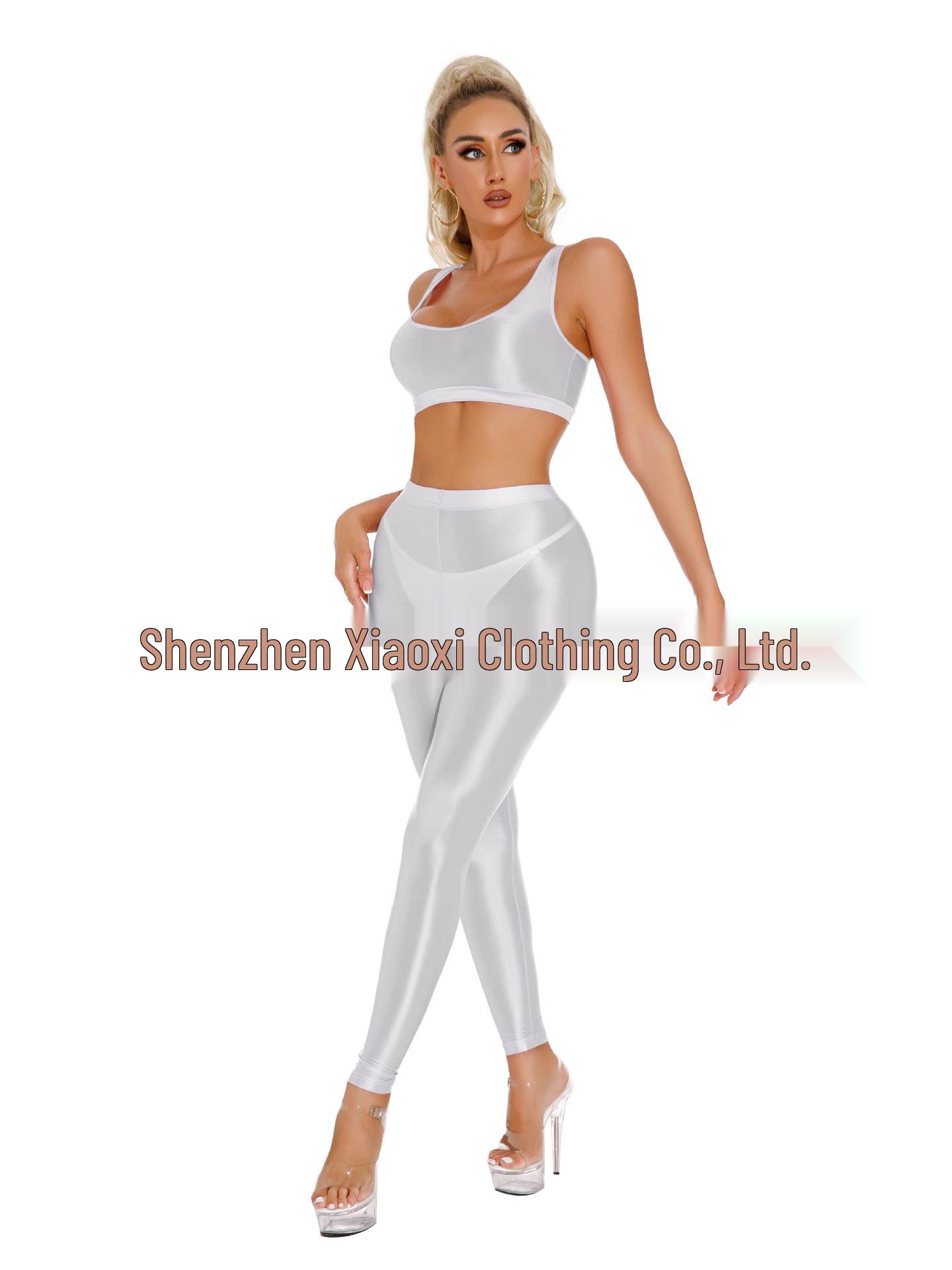 

Высокоэластичные глянцевые шелковистые фитнес-брюки больших размеров - Прозрачные, тонкие, сексуальные, дышащие, дизайн персиковые ягодицы Medium белый