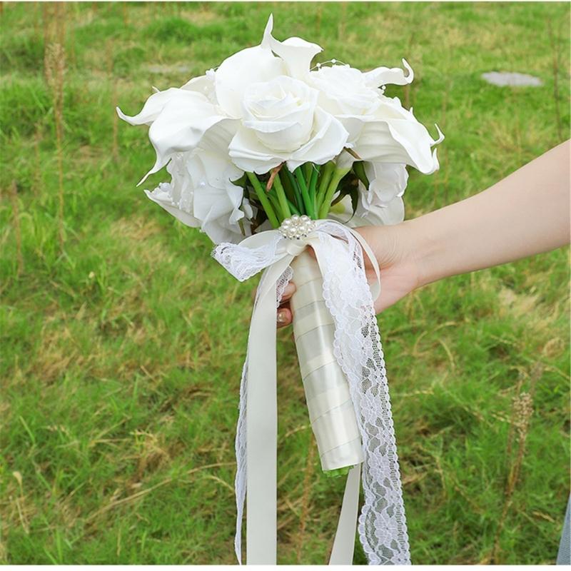 Long Time Faux Rose And Calla Lilies Handheld Bouquets For Weddings Event Home Display Wedding Centerpieces Bouquets