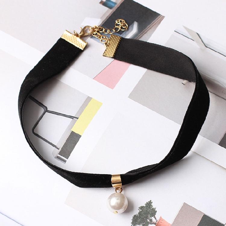 Pearl Choker Necklace for Women Jewelry Black Velvet Rope Collar Choker Necklace