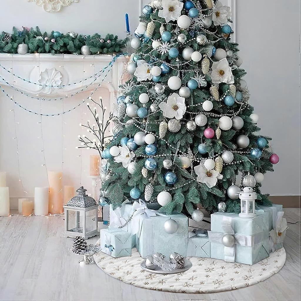 Christmas Gold 120cm Snow Sequin Tree Skirt