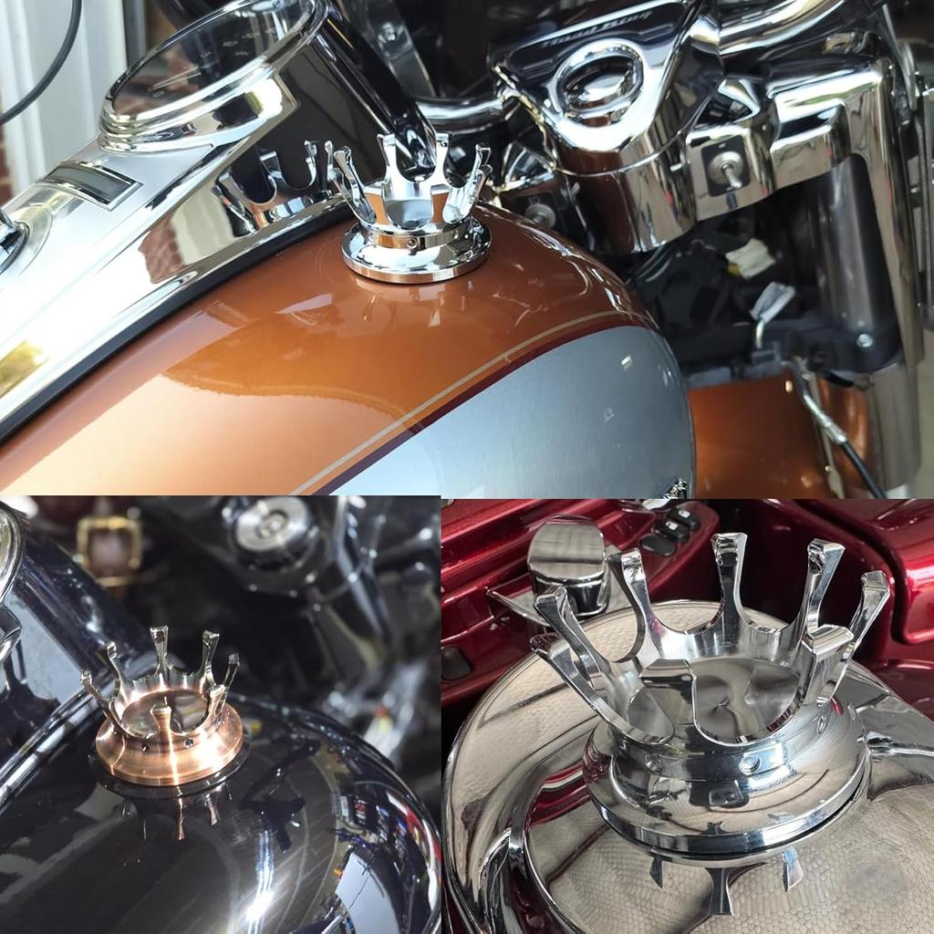 Worldmotop Motorcycle King Crown Gas Cap Fuel Tank Cover Right-Hand Thread Reservoir Aluminum Oil Cap Compatible With Harley Sportster XL 883 1200 48