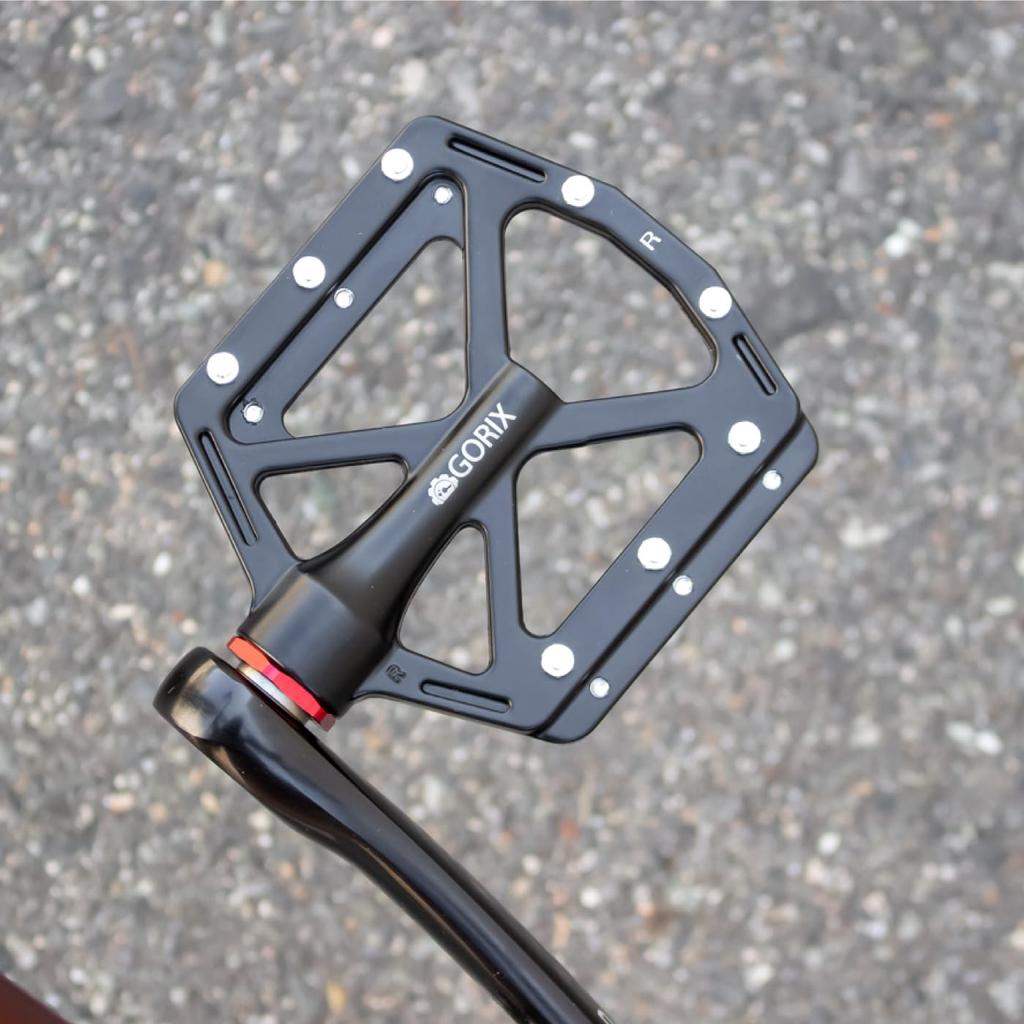 GORIX Flat Bicycle Pedals Wide Approximately 10mm Aluminum Pedal Flat Pedals for Road Cross and Other Bicycles (GX-FY936) [Wide Body, Thin, Width,