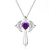 Neue Engelsflügel Kreuz Anhänger Halskette Damen Modetrend Herzförmige Geburtsstein Halskette Geschenk