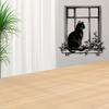1pc Black Cat Metal Wall Art Sculpture Powder Coated Mural for Bedroom Halloween Gift Cat Lover