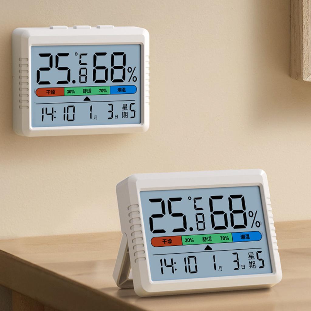 USB Rechargeable Indoor Temperature Humidity Monitors Meter Thermometers with Large Display for Homes or Office