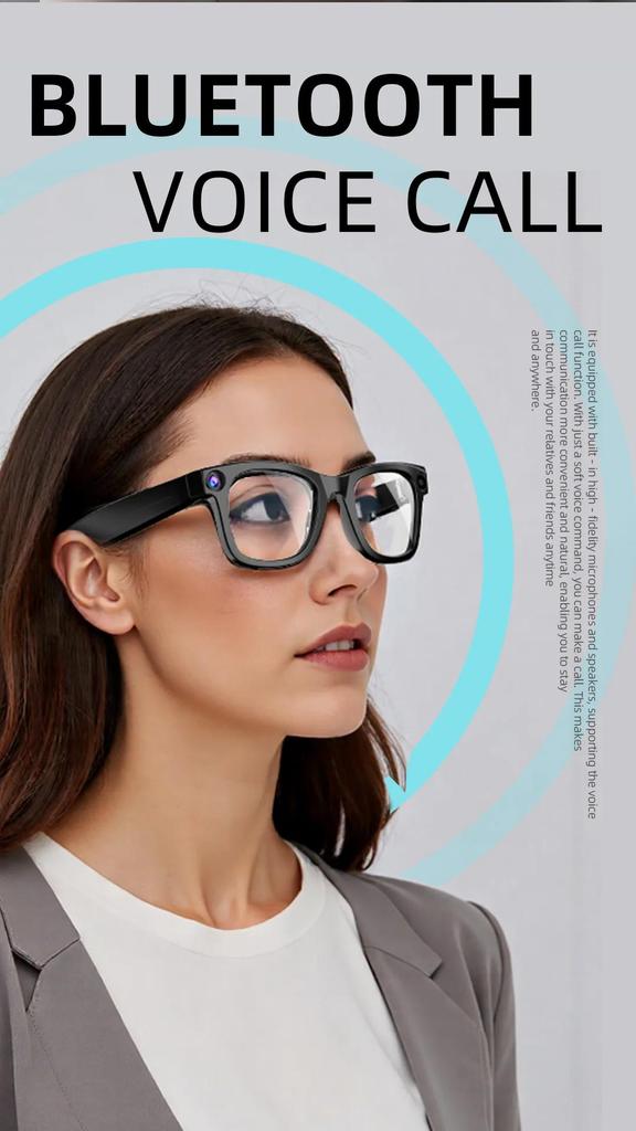 ERVPES G300 AI Smart Glasses 800MP HD Camera Bluetooth Call Voice Assistant Control Smart Glasses