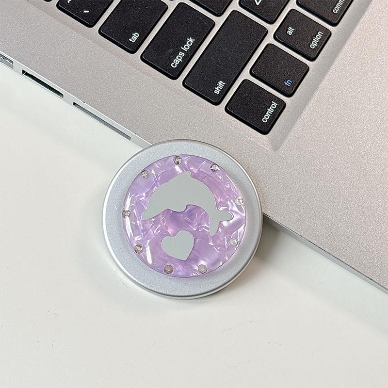 Dolphin Heart Mirror Phone Holder with Magnetic Suction, Compatible with MagSafe - Ideal for Desktop and Hands-Free Use, Japanese & Korean Style