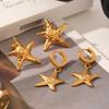 Ocean Series Starfish Stainless Steel Stud Earrings - Hammered Pendant Star-shaped Niche Design