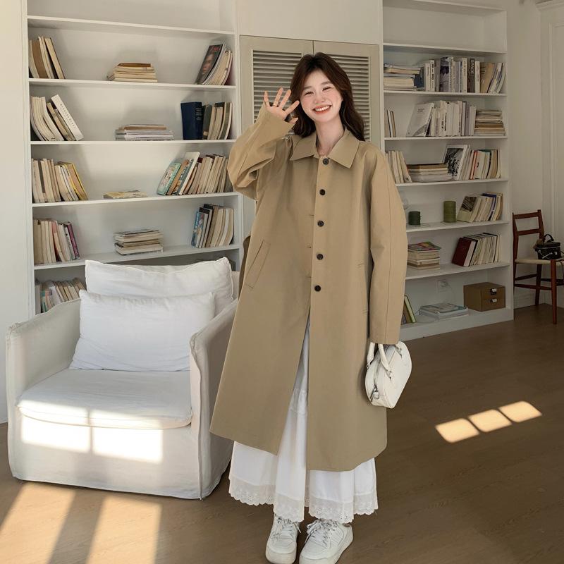 

2025 Women s Khaki Trench Coat: Spring & Autumn Commuting Style with Turn-Down Collar M (115-130 jin)