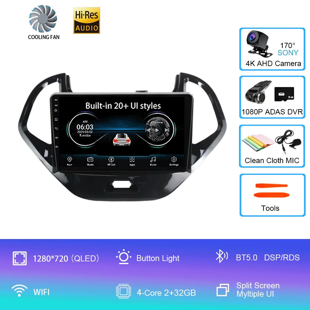 Android 14 For Ford FIGO 2015 2016 2017 2018 Car Radio Multimedia Video Player Navigation GPS 5G WIFI Carplay Auto 360 Camera
