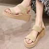 Hot Sale Shoes for Women Summer Women's Sandals Solid Color Mid Heel Water Proof Open Toe Elastic Band Beach Sandals Women