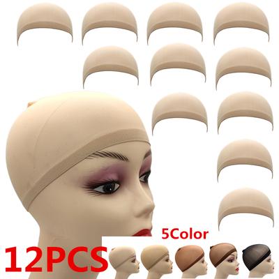 1/6/12Pcs Nylon Mesh Wig Cap Nude Stretchy Close End Ultra Thin Breathable Hair Net Wig Accessories