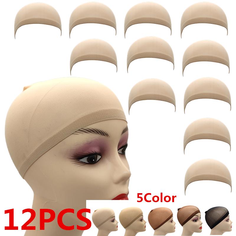 1/6/12Pcs Nylon Mesh Wig Cap Nude Stretchy Close End Ultra Thin Breathable Hair Net Wig Accessories