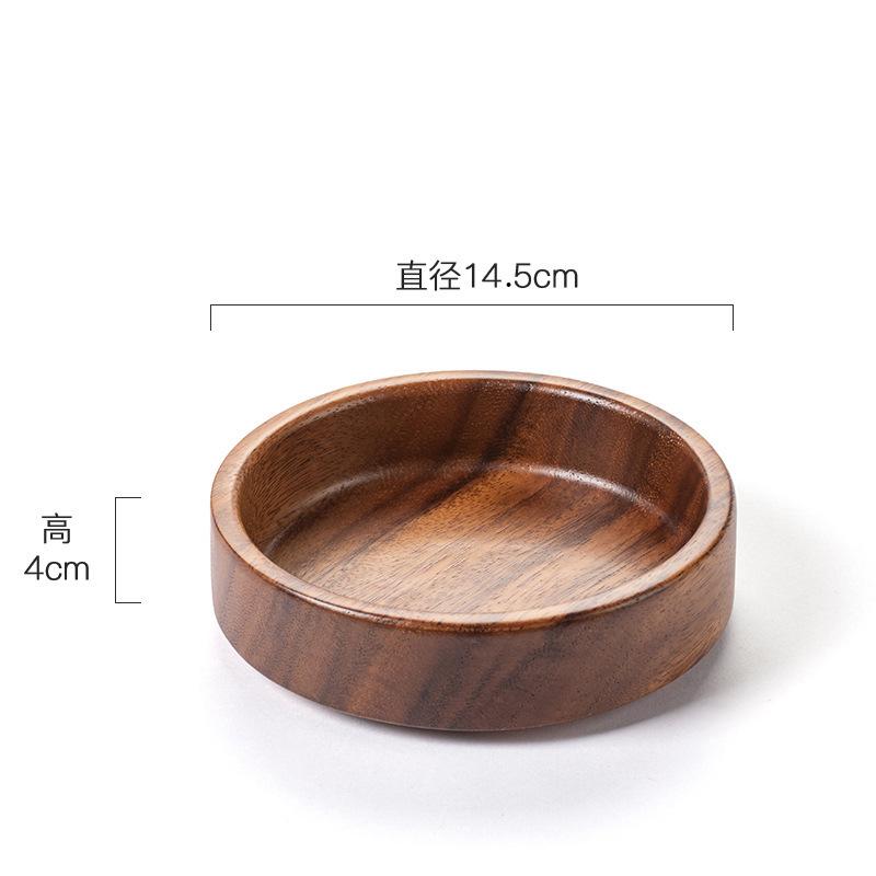 Walnut stackable solid wood plate snack melon seed plate round bowl square bowl whole wooden dried fruit plate
