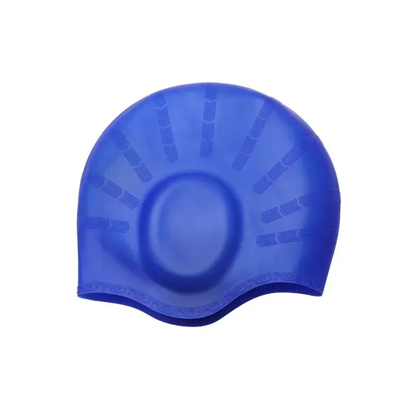 Professional Durable Silicone Swimming Cap with Ear Pockets for Adults and Teens Protects Long Hair and Provides High Elasticity