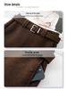 2025 Coffee Wool A-line High-waisted Slim-fitting Skirt for Petite Women’s Winter Collection