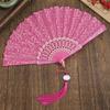 Creative Chinese Style Folding Fan Classic with Tassels Hand Cranked Fan Decorative Portable Cheongsam Dance Fan Wedding