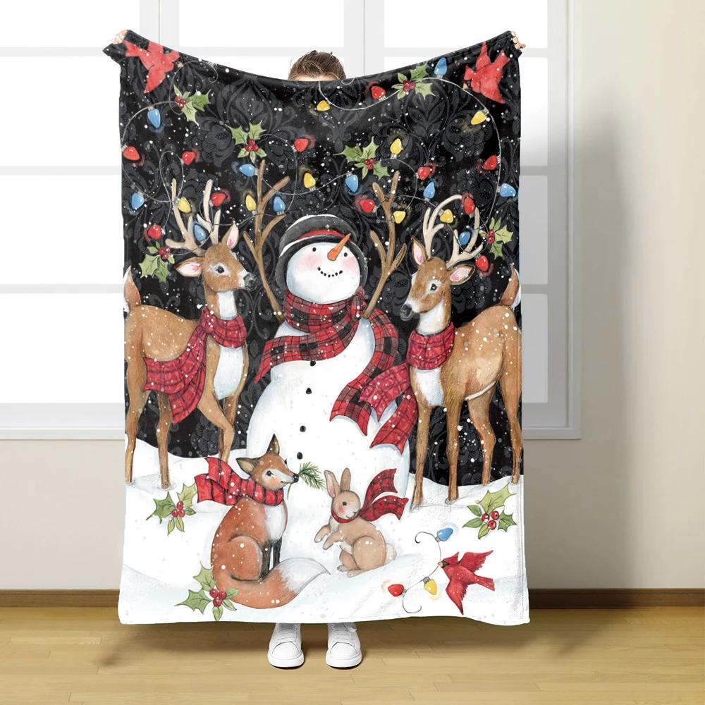 Warm Christmas Winter Flannel Blanket  Bedding Bedspread Sofa Throw  Knee Blanket  Perfect Christmas Decor  Gift