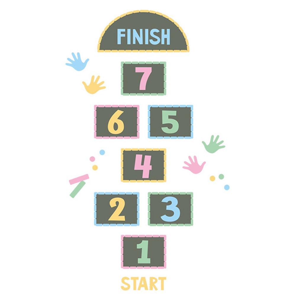 PVC Hopscotch Game Floor Stickers Self-adhesive Wall Art Creative Cartoon Number Grids  Kid's Room