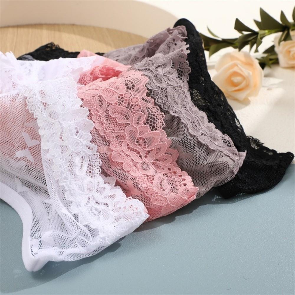 Low-Rise Lace Trim Briefs Seamless Perspective Underwear Intimates Sheer Mesh Underwear  Gifts