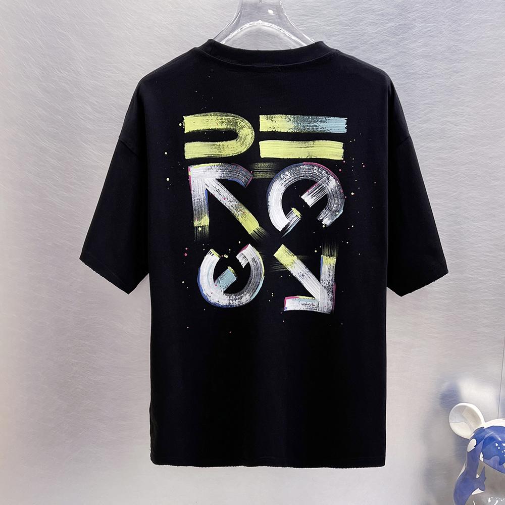 9283 Off-White Summer Men's and Women's Pure Cotton Print Oversized T-shirt Street Wear