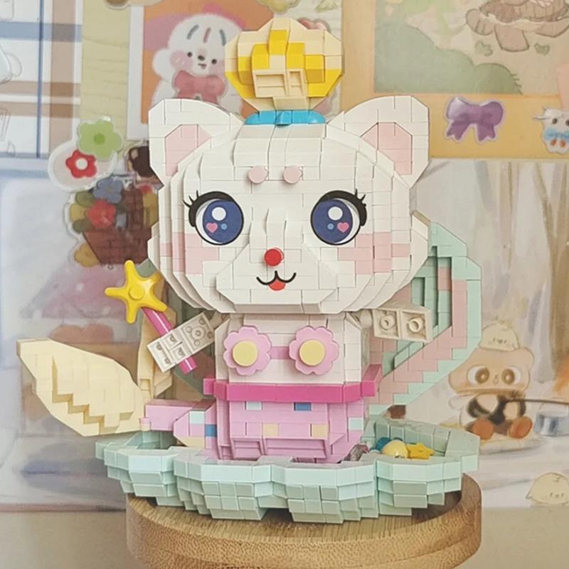 LOZ 8113 Animal World Mermaid Cat Princess Shell Crown Pet Doll DIY Mini Diamond Blocks Bricks Building Toy for Children No Box