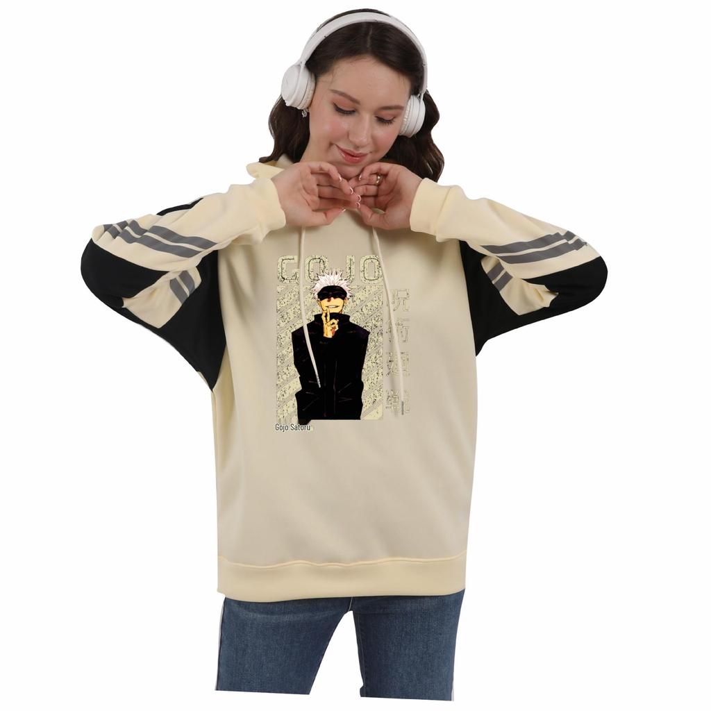 Jujutsu Kaisen Color Block Patchwork Fleece Hoodie for Men & Women