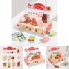 Wooden Simulation Ice Cream Vending Cabinet Model Children Toy Set For Kids Imaginative Pretend Play