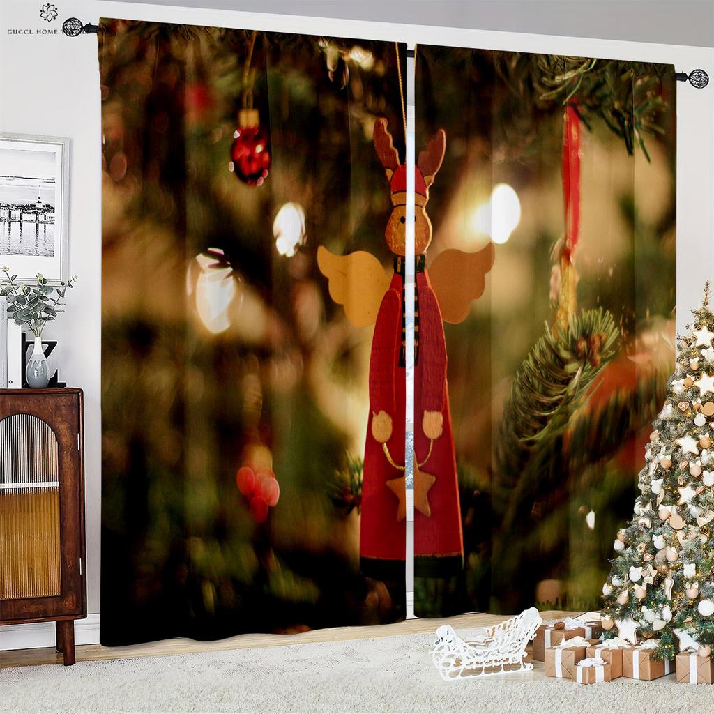 Czerwony samochód choinka 3d drukowane zasłony kieszonka na pręt z włókna poliestrowego pokój dziecięcy restauracja dekoracja świąteczna zasłony