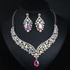 Simple Fashion Flash Rhinestone Necklace Earrings Set Femininity Banquet Bridal Dress Accessories