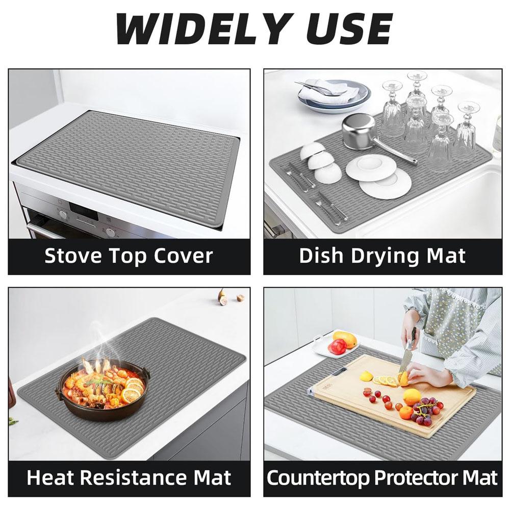 Silicone Insulation Pad, Kitchen Countertop Protection Pad, Drainage Anti Slip Pad, Dining Table Pad, Anti Scald Pad