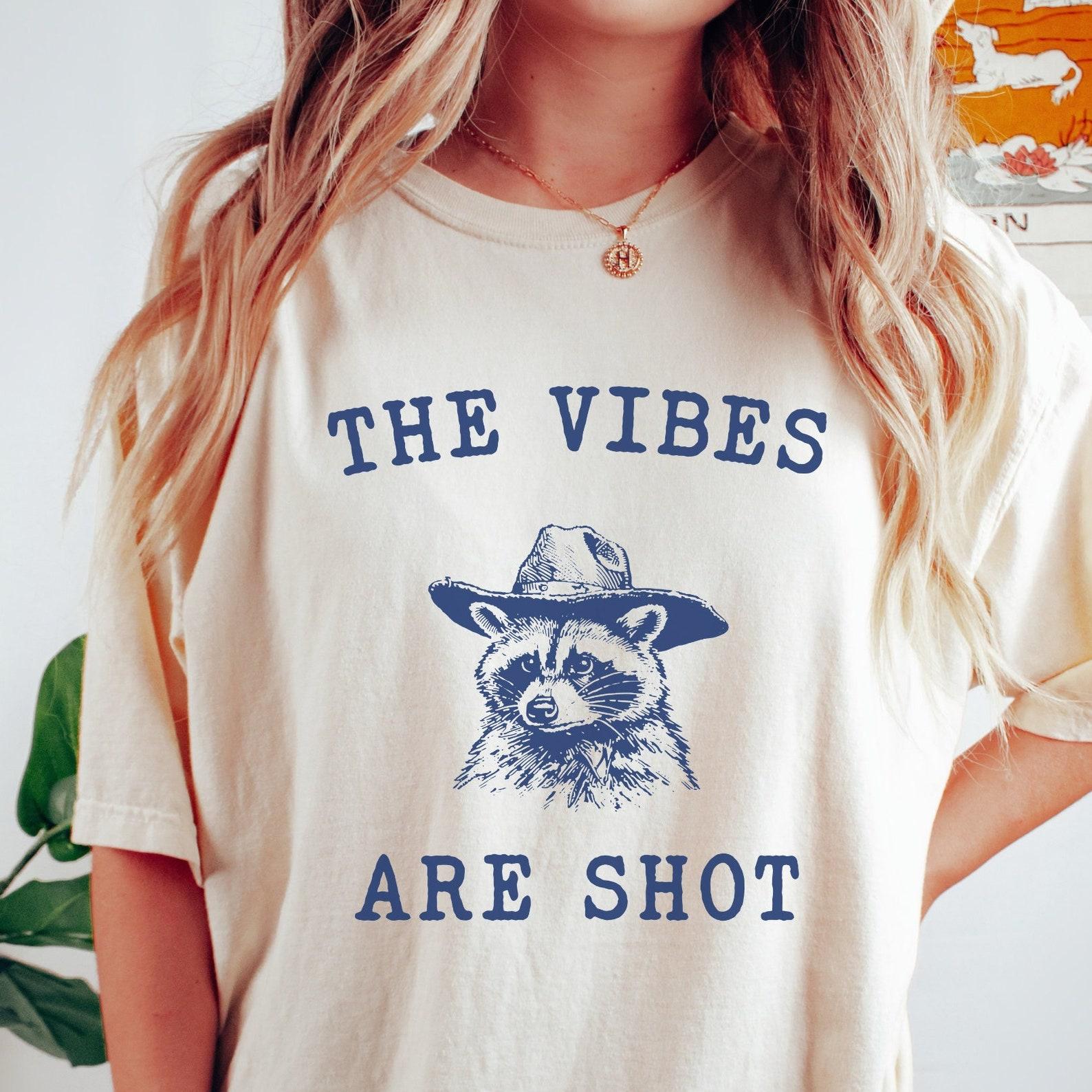 The Vibes Are Shot Comfort Colors® T-Shirt, Vintage Raccoon T-Shirt, Funny Retro Shirt, Graphic Tee, Funny Women s Aesthetic T-Shirt S